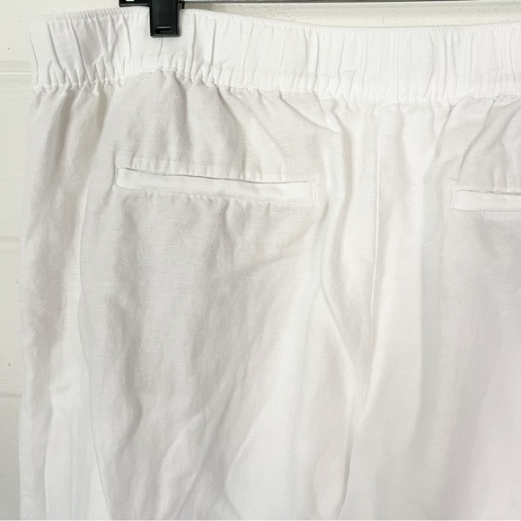 LOFT Women's Wide Leg Crop High Rise White Linen Stretchy Waist Pants Size XXL - Picture 8 of 10